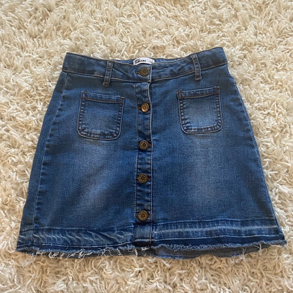 -Blue Denim Skirt w/ buttons on front  -Kids L